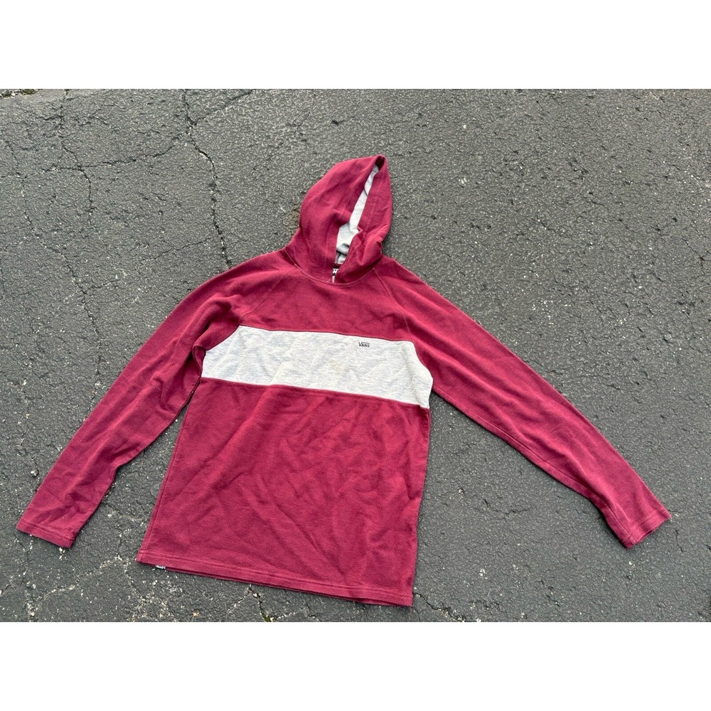 Vans Off The Wall Long Sleeve Shirt Hoodie in Burgundy Men's size Medium‎